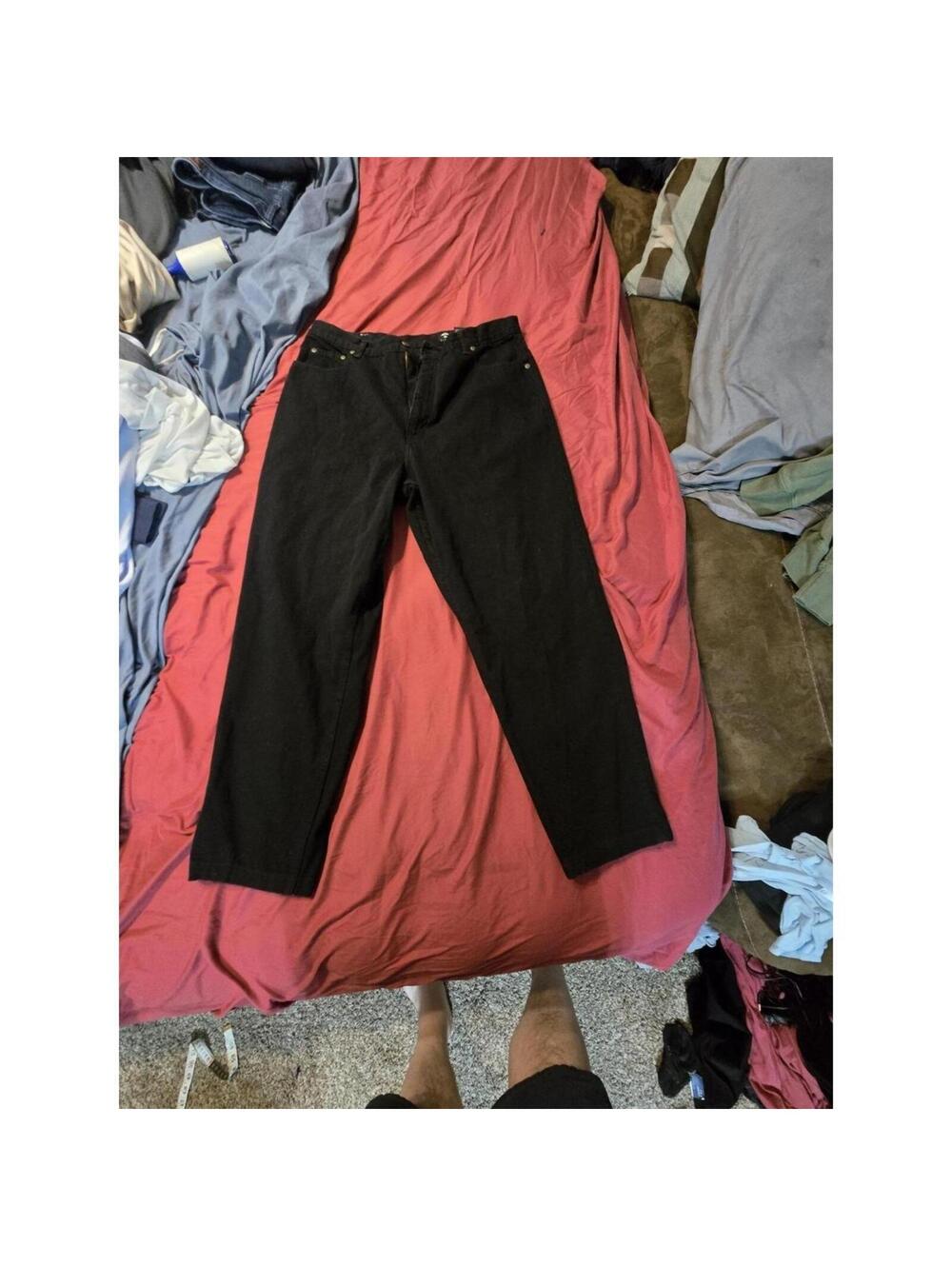 Eddie Bauer Black Denim Jeans Mens 33 Made USA Straight Fit